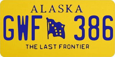 AK license plate GWF386