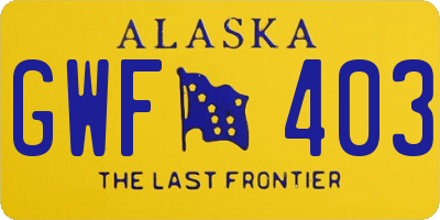 AK license plate GWF403