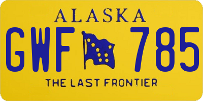 AK license plate GWF785