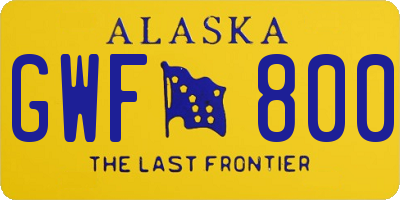 AK license plate GWF800