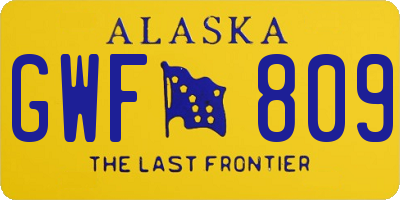 AK license plate GWF809