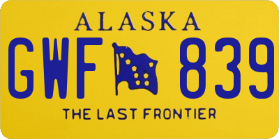 AK license plate GWF839