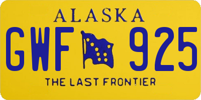 AK license plate GWF925