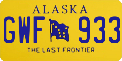 AK license plate GWF933