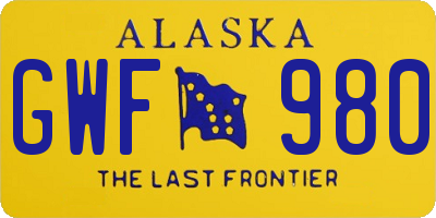 AK license plate GWF980