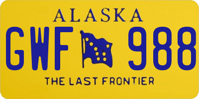 AK license plate GWF988