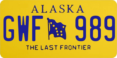 AK license plate GWF989