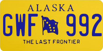 AK license plate GWF992