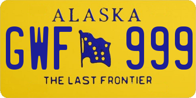 AK license plate GWF999