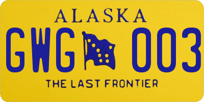 AK license plate GWG003