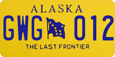 AK license plate GWG012