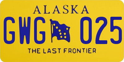 AK license plate GWG025