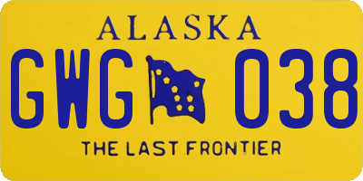 AK license plate GWG038