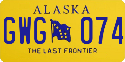 AK license plate GWG074