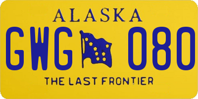 AK license plate GWG080