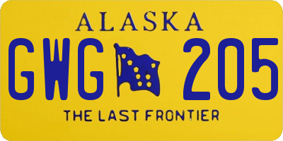 AK license plate GWG205