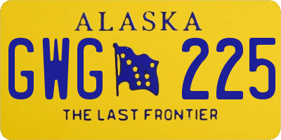 AK license plate GWG225