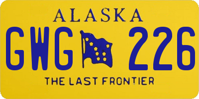 AK license plate GWG226