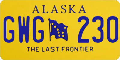 AK license plate GWG230