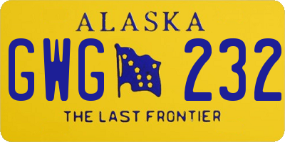AK license plate GWG232