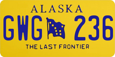 AK license plate GWG236