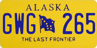 AK license plate GWG265