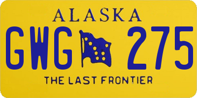 AK license plate GWG275