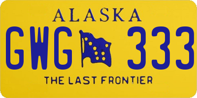 AK license plate GWG333
