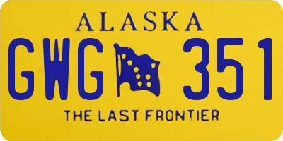 AK license plate GWG351