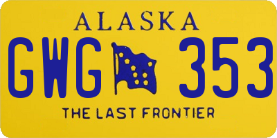 AK license plate GWG353