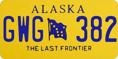 AK license plate GWG382