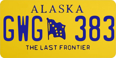 AK license plate GWG383