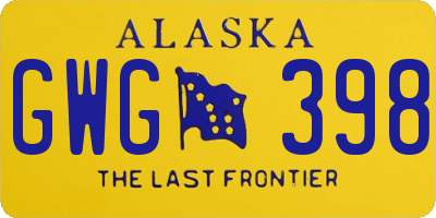 AK license plate GWG398