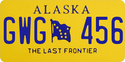 AK license plate GWG456