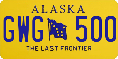AK license plate GWG500