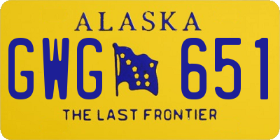 AK license plate GWG651