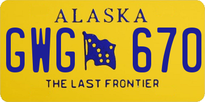 AK license plate GWG670