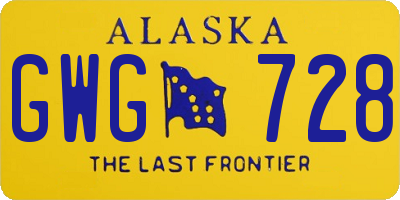 AK license plate GWG728