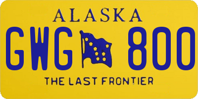 AK license plate GWG800