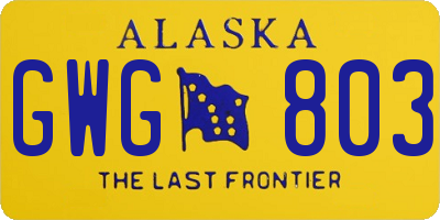 AK license plate GWG803