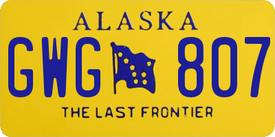 AK license plate GWG807