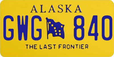 AK license plate GWG840