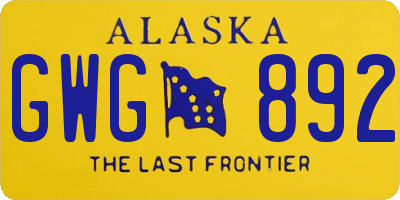 AK license plate GWG892