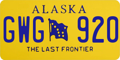 AK license plate GWG920