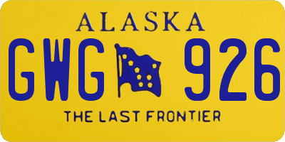 AK license plate GWG926