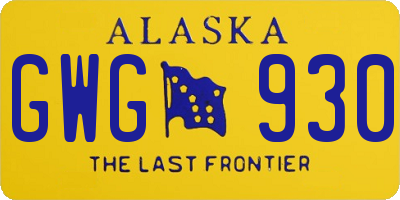AK license plate GWG930