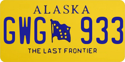AK license plate GWG933