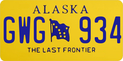 AK license plate GWG934