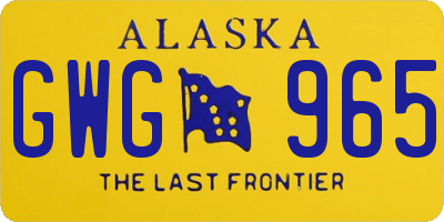AK license plate GWG965