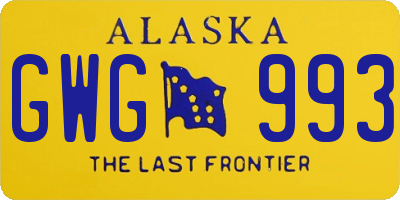 AK license plate GWG993